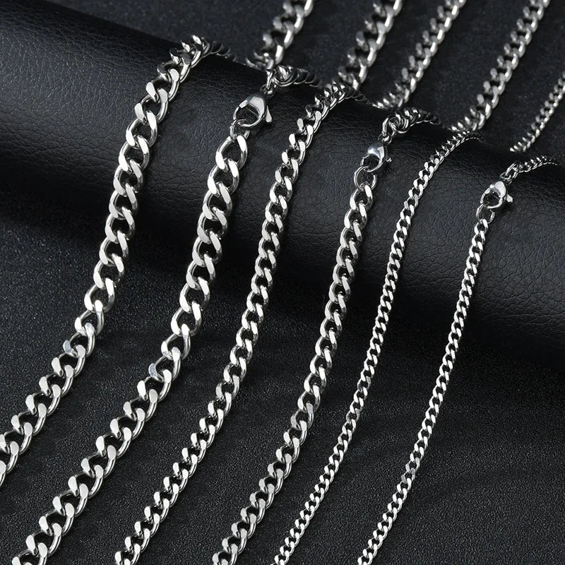 Men’s Cuban Chain Necklace – 3mm Stainless Steel Fashion Jewelry