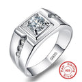 Men's CZ Solitaire Ring – 925 Sterling Silver | 0.5CT Zircon | Wedding & Engagement Band