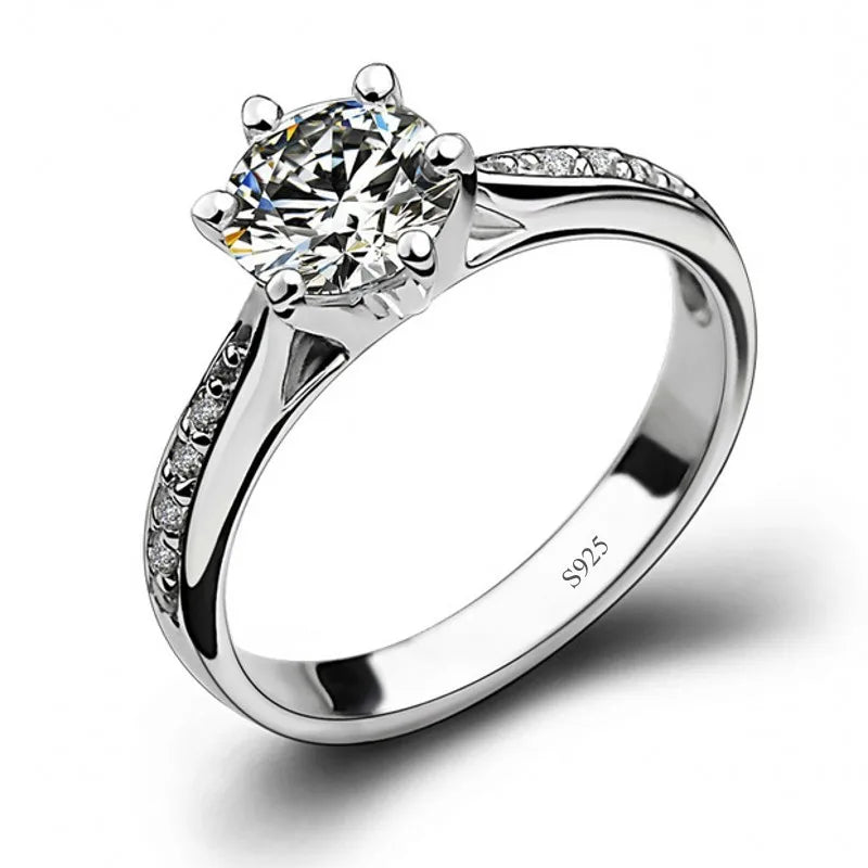 Solitaire Lab Diamond Ring – 1CT 925 Sterling Silver Unisex Engagement Band