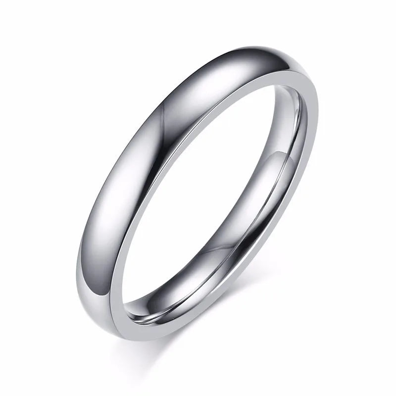 Thin CZ Solitaire Wedding Ring – Stainless Steel | 18K Gold Plated | Men & Women
