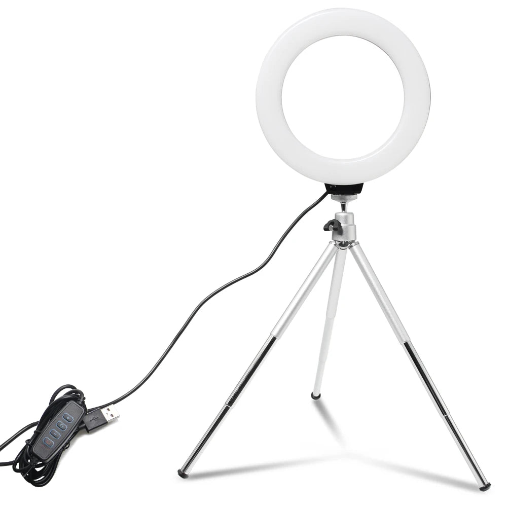 Mini LED Selfie Ring Light with Tripod Stand