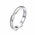 Thin CZ Solitaire Wedding Ring – Stainless Steel | 18K Gold Plated | Men & Women
