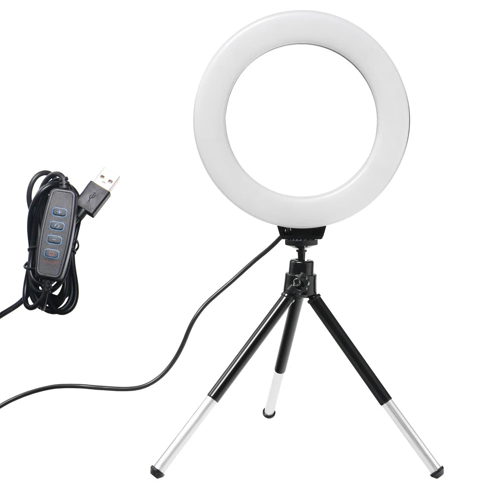 Mini LED Selfie Ring Light with Tripod Stand