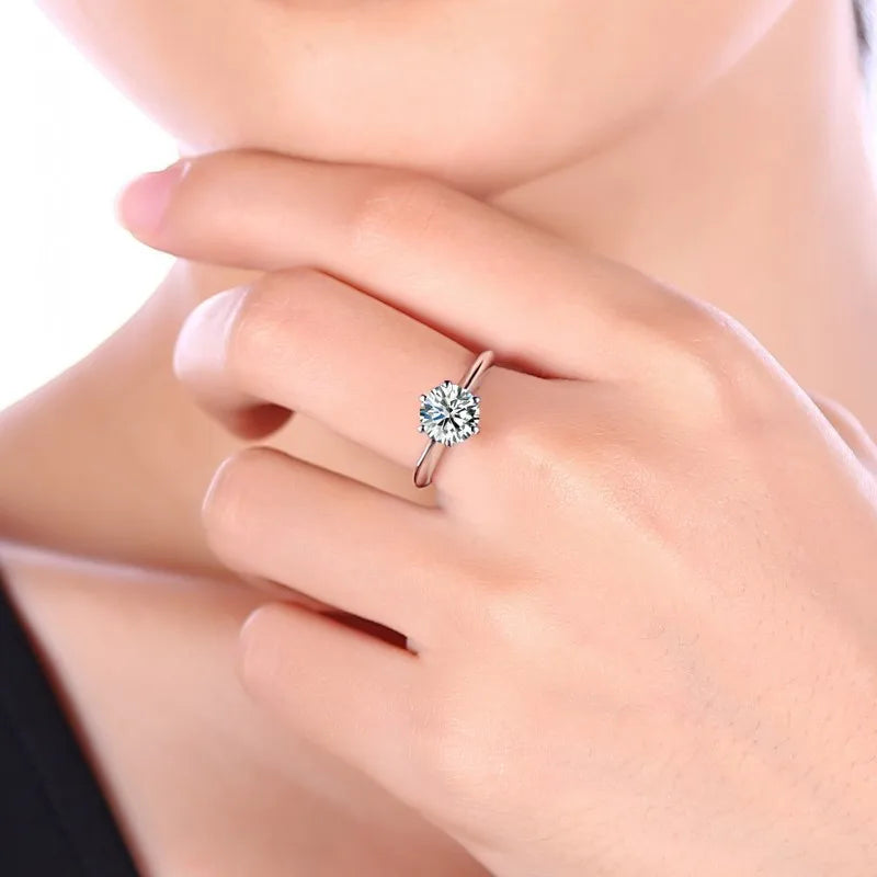 Solitaire Lab Diamond Ring – 1CT 925 Sterling Silver Unisex Engagement Band