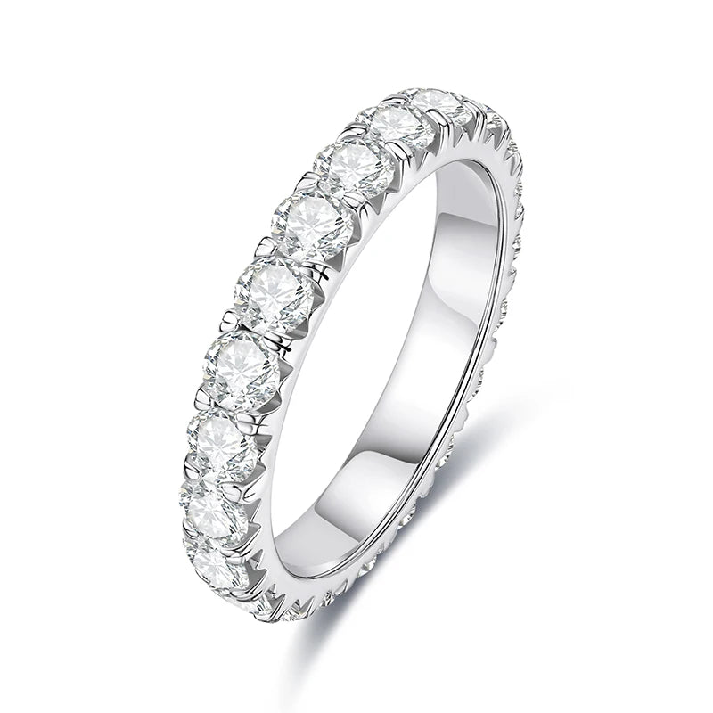 Moissanite Eternity Wedding Band Ring – 925 Sterling Silver | D Color VVS1 | 3mm
