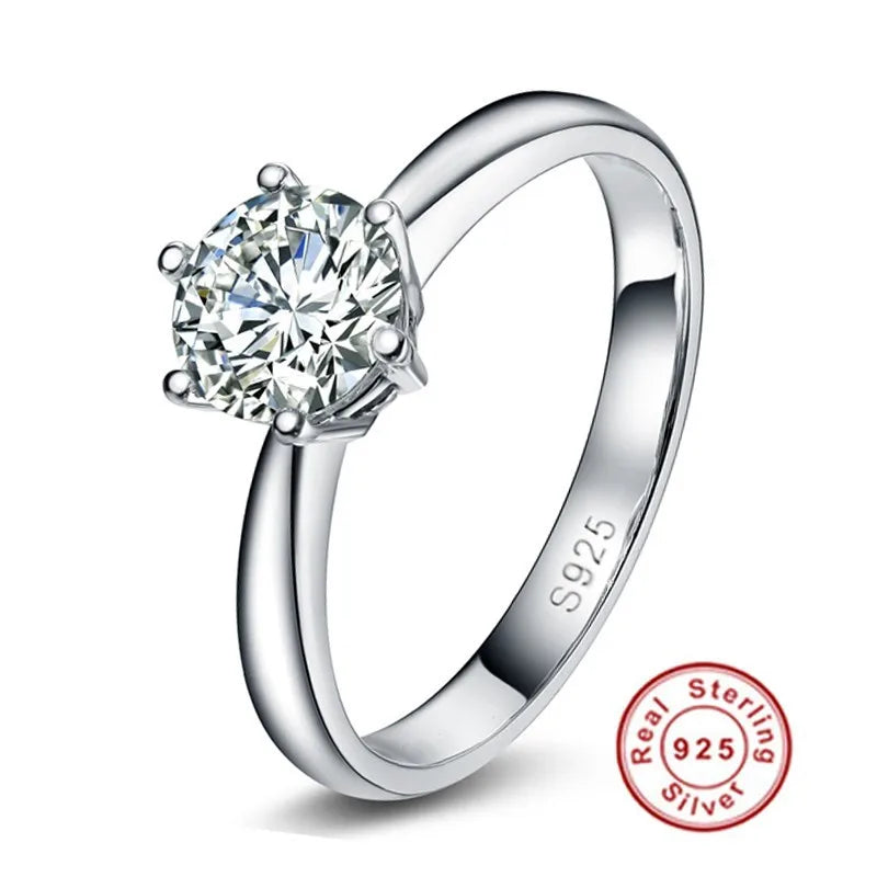 Solitaire Lab Diamond Ring – 1CT 925 Sterling Silver Unisex Engagement Band