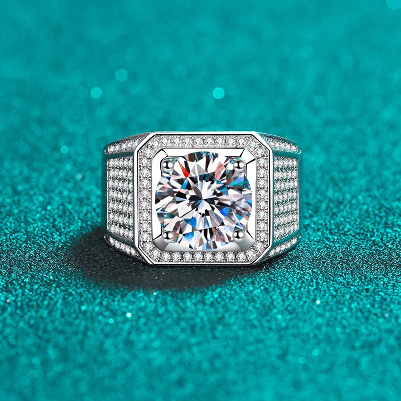 3CT Moissanite Ring | 925 Sterling Silver | Certified Wedding Band | Multi-Color
