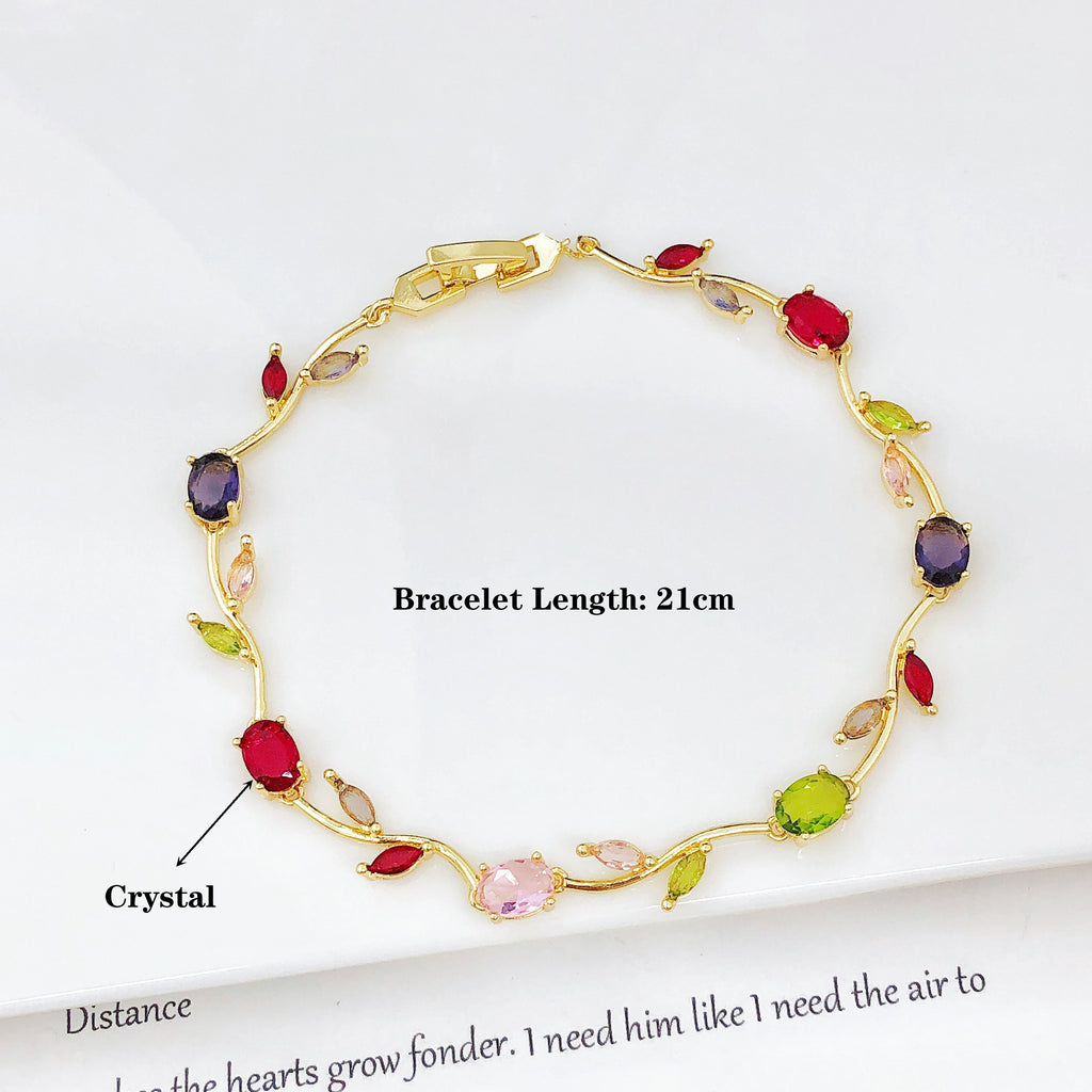 Crystal Leaf Vine Jewelry Set – Necklace & Bracelet