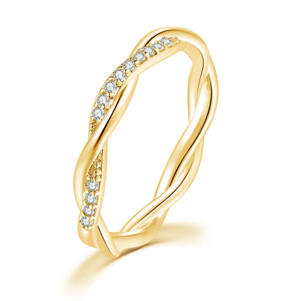 Dainty Winding Crystal Ring – Thin Temperament Silver Engagement Ring for Women