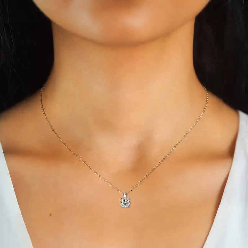 Moissanite Solitaire Drop Necklace – 1CT D Color 18K Gold Plated 925 Silver Chain