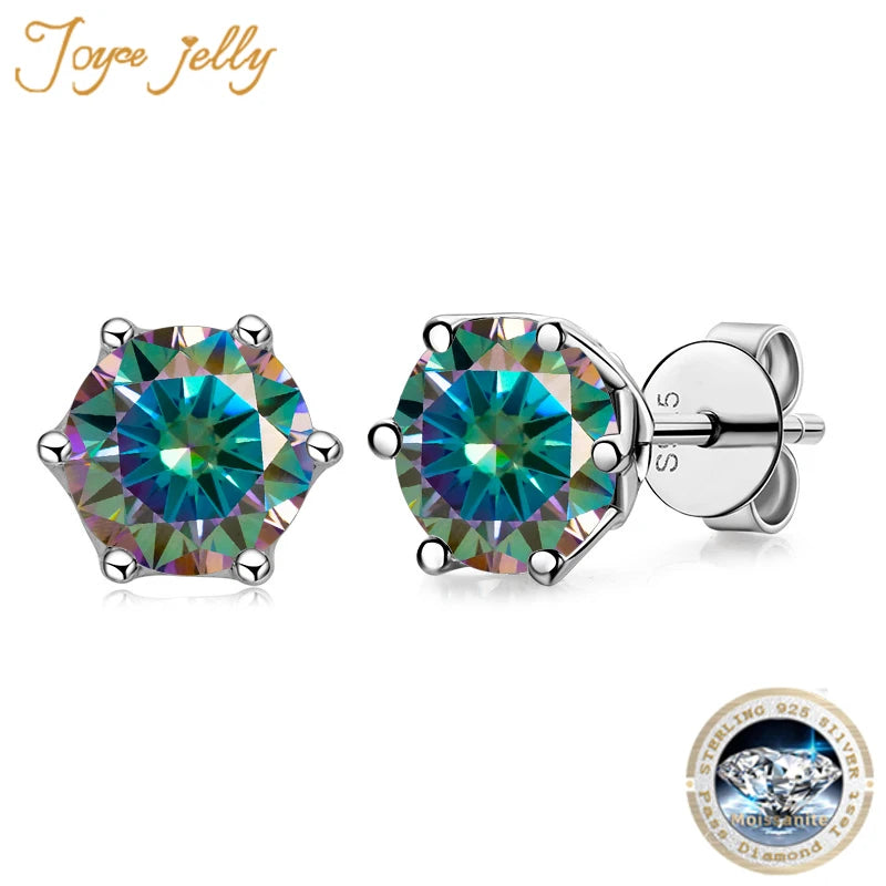 Moissanite Russian Cut Stud Earrings – 1/2/4CT VVS D Color S925 Silver Fine Jewelry