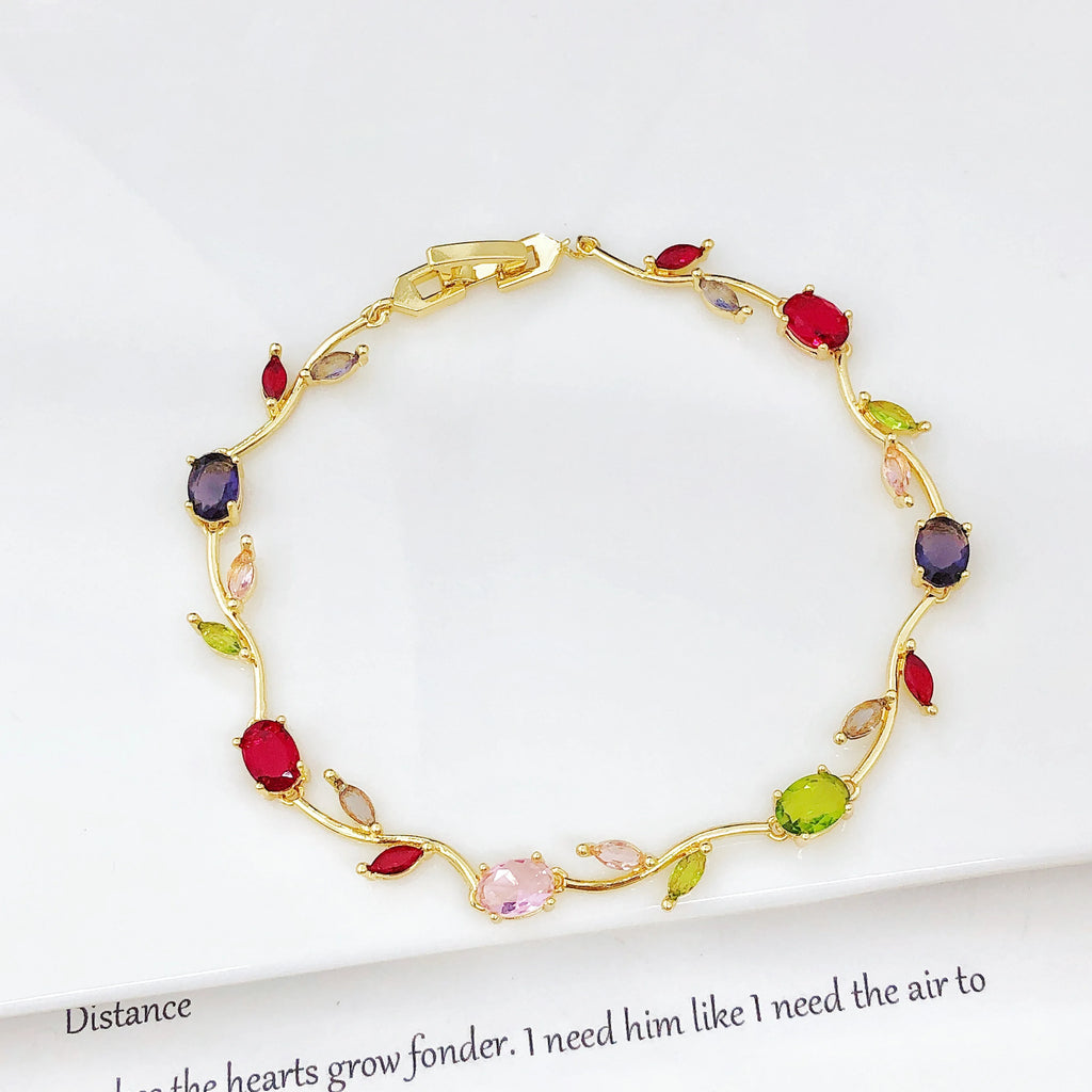 Crystal Leaf Vine Jewelry Set – Necklace & Bracelet