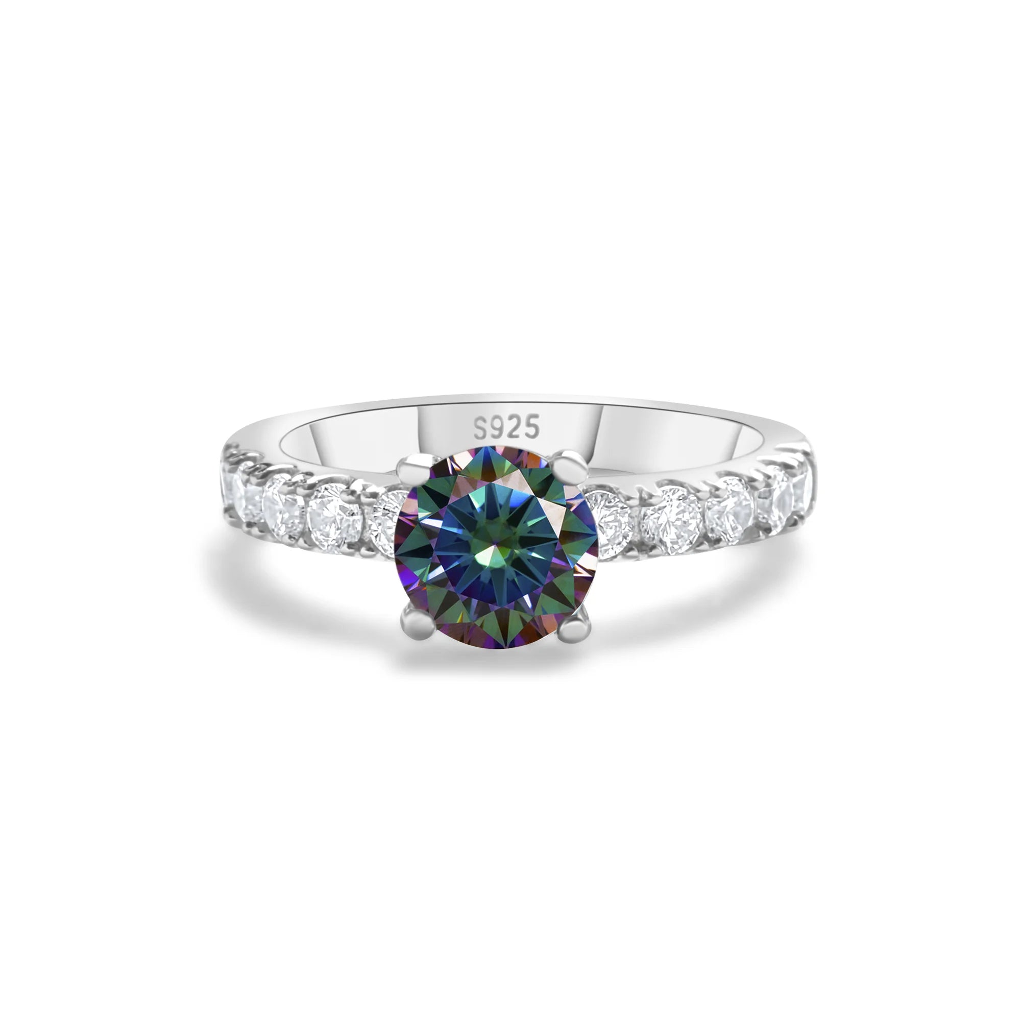 Solitaire Moissanite Engagement Ring – 1 Carat 4-Claw S925 Silver