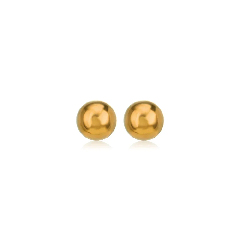 Minimalist Ball Stud Earrings – 316L Stainless Steel Gold Color for Women
