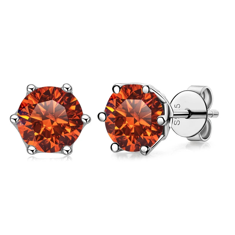 Moissanite Russian Cut Stud Earrings – 1/2/4CT VVS D Color S925 Silver Fine Jewelry