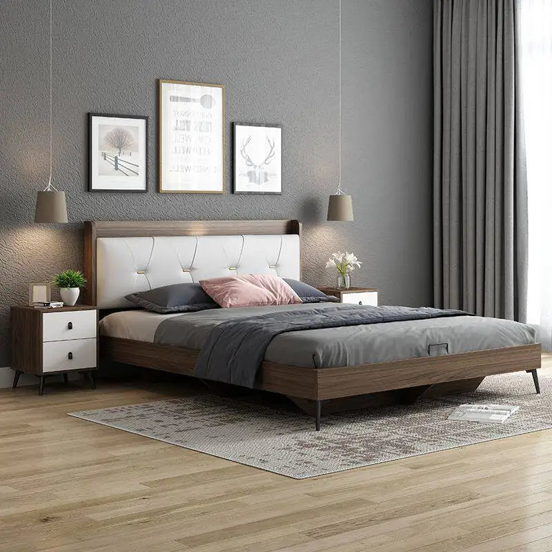 Luxury Bedroom Furniture Set – Wood Bed Frame with Storage & Nightstands
