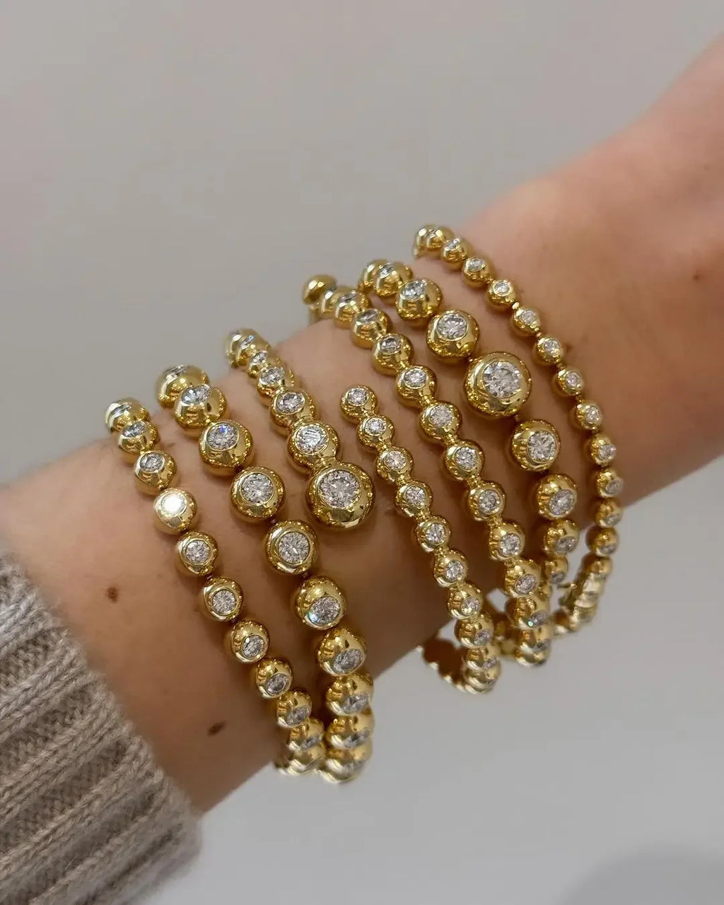 CZ Gold Jewelry Set – Bracelet, Bangle & Ring