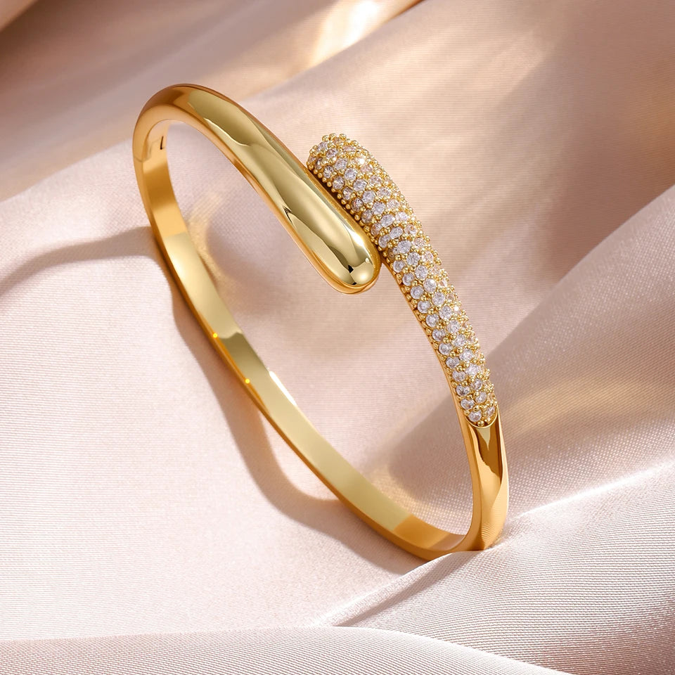 Zircon Water Drop Jewelry Set – Bracelet, Ring & Earrings
