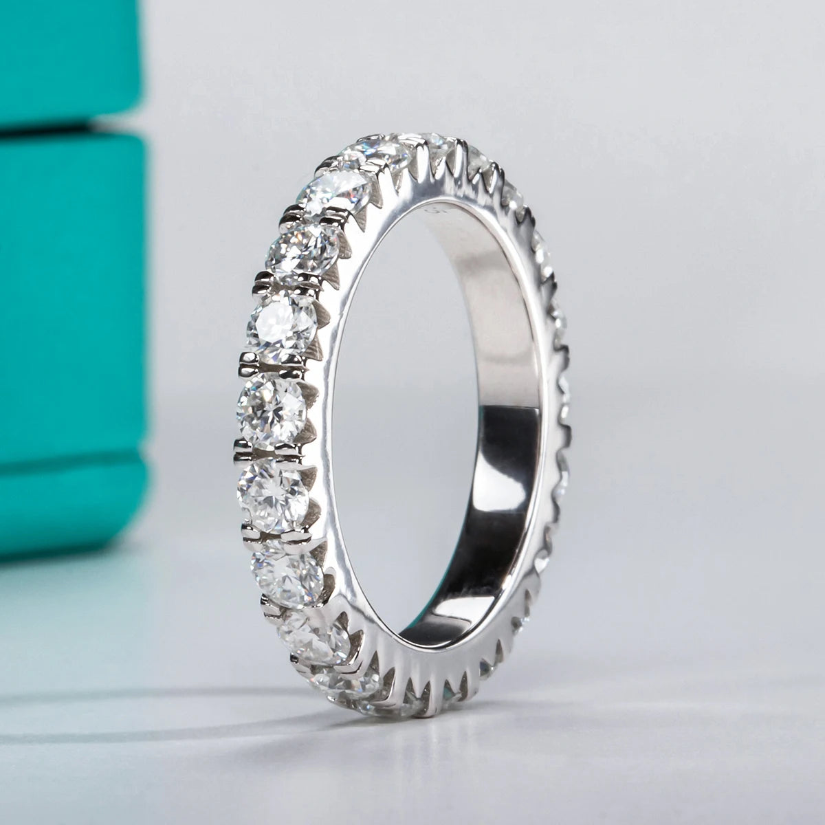 Moissanite Eternity Wedding Band Ring – 925 Sterling Silver | D Color VVS1 | 3mm