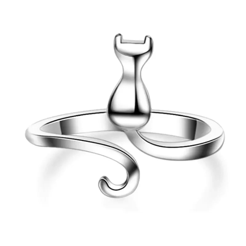 Sterling Silver Cat Ring – Luxury Designer Engagement Jewelry for Women