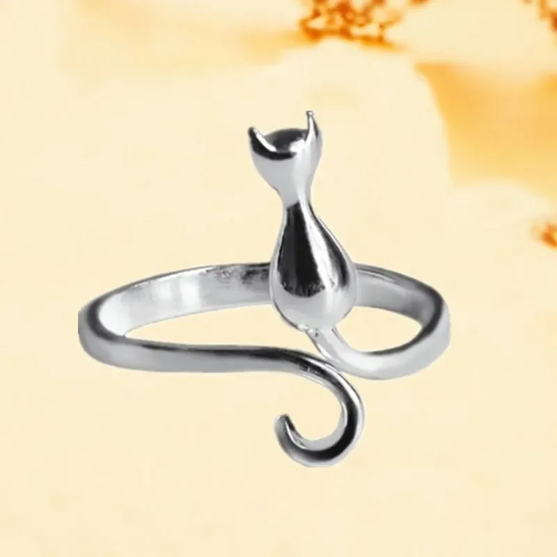 Sterling Silver Cat Ring – Luxury Designer Engagement Jewelry for Women