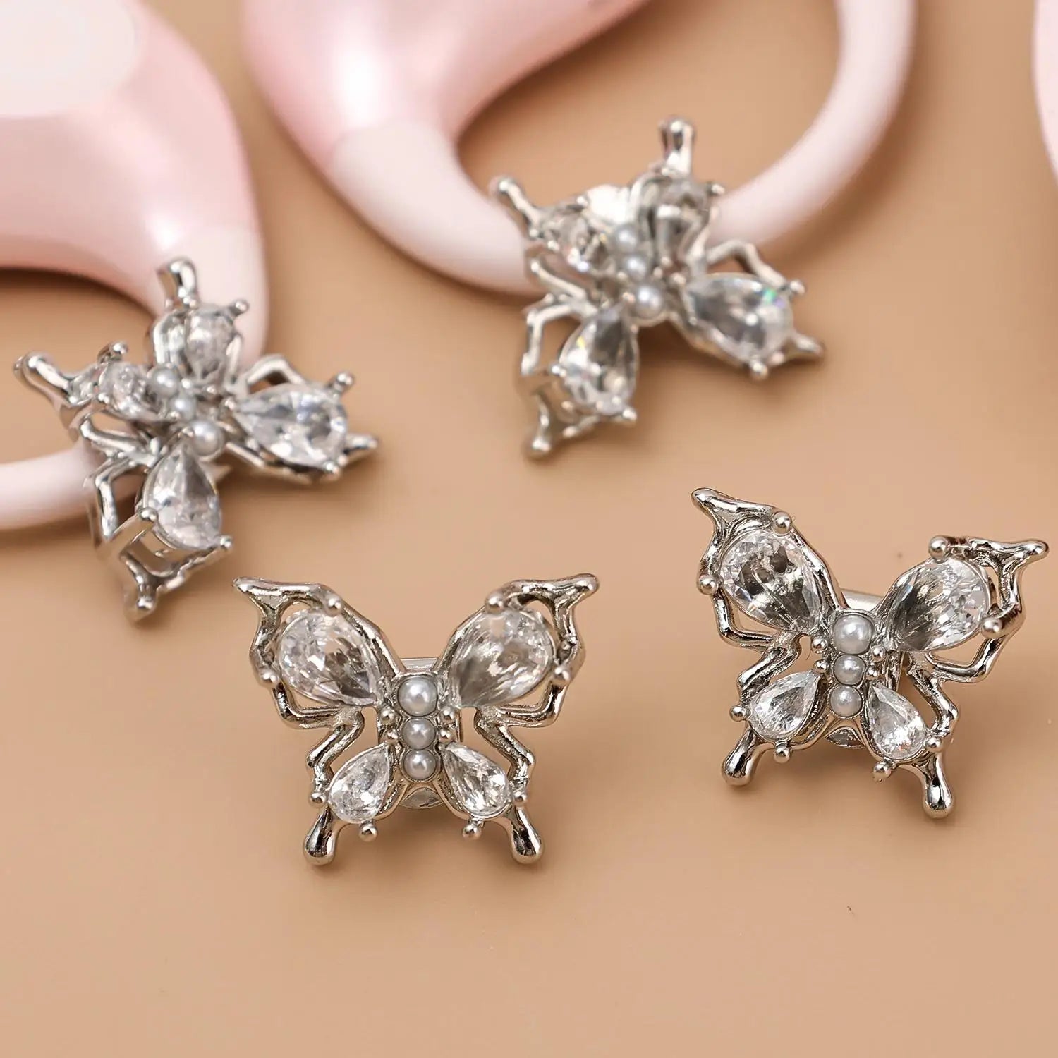 Rhinestone Butterfly Earphone Clips – Luxury Glitter DIY Accessory for Women
