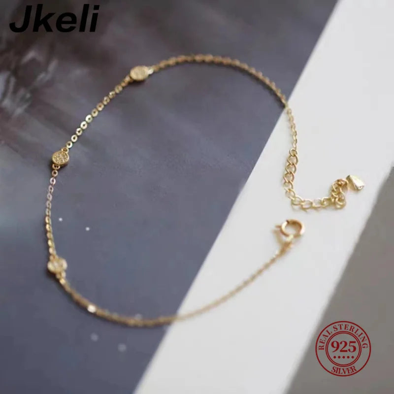 Zircon Charm Bracelet – 925 Sterling Silver 14K Gold Plated Women’s Jewelry