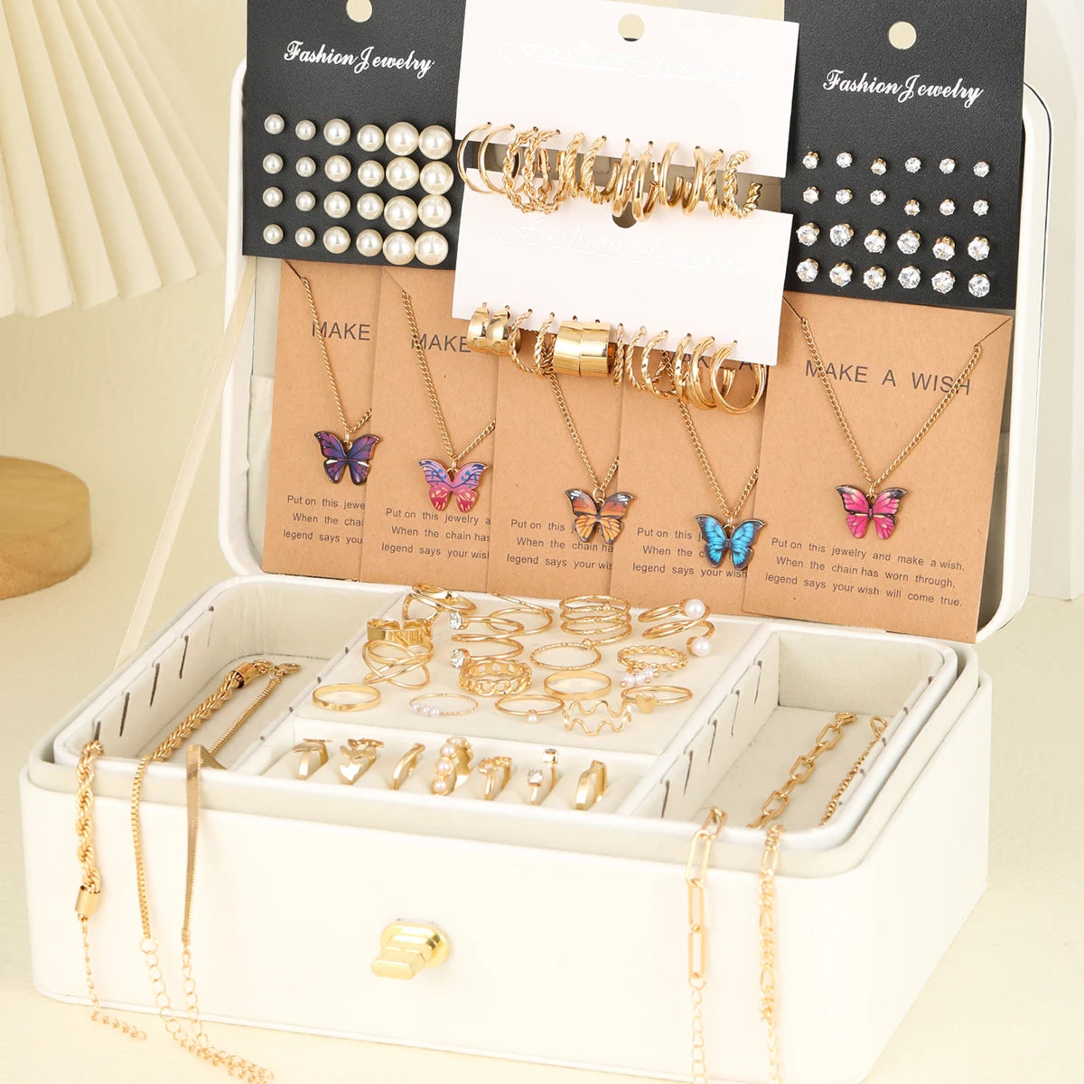 Pearl & Zircon Jewelry Collection – 104-Piece Set