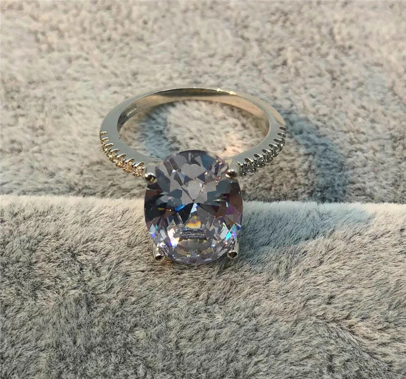 Oval Solitaire Engagement Ring – 925 Sterling Silver | 5CT Cubic Zirconia