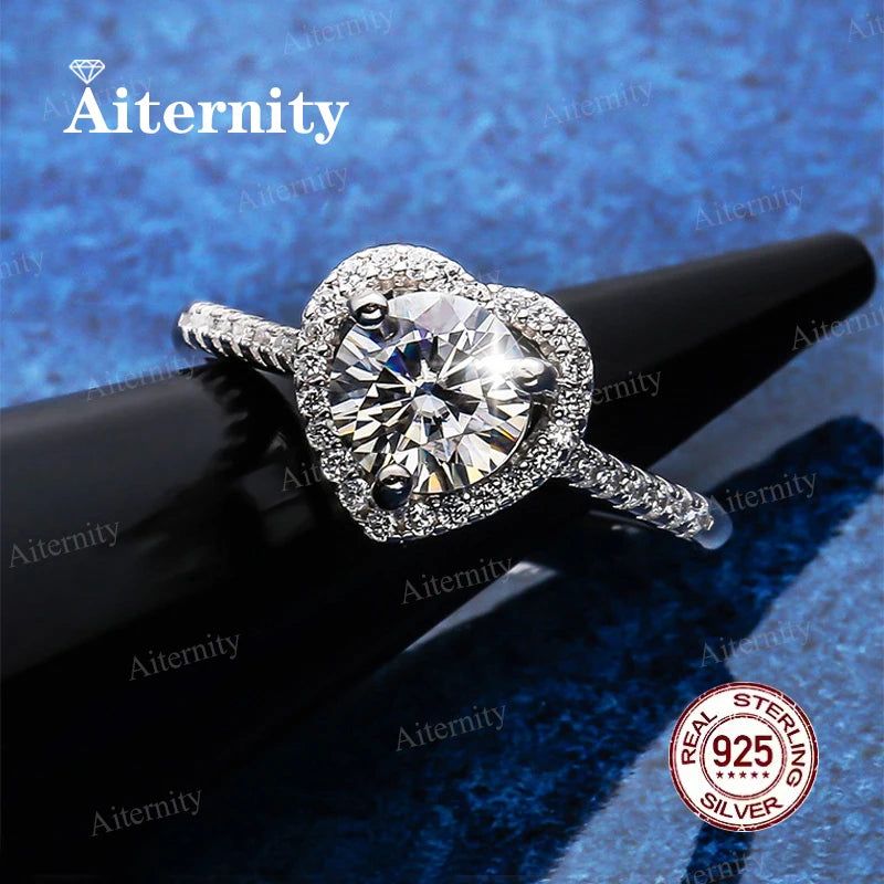 Moissanite & Zircon Ring – D VVS1 Adjustable S925 Silver Women’s Wedding Ring