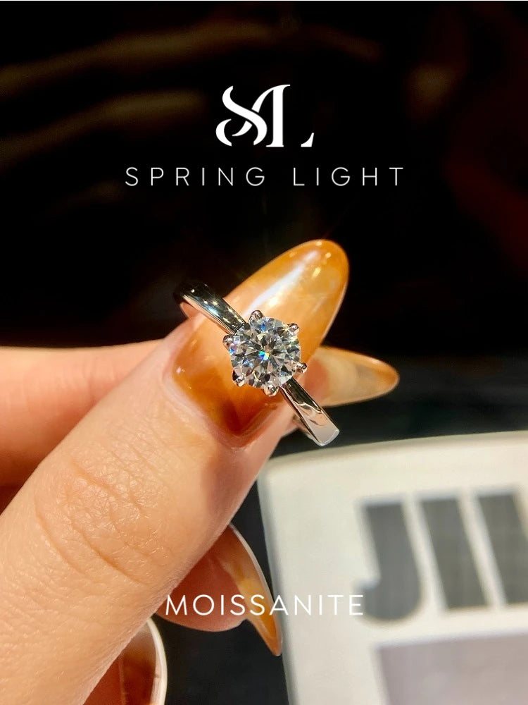 Round Moissanite Solitaire Ring – 925 Sterling Silver | D Color VVS1 | 0.5CT & 1CT