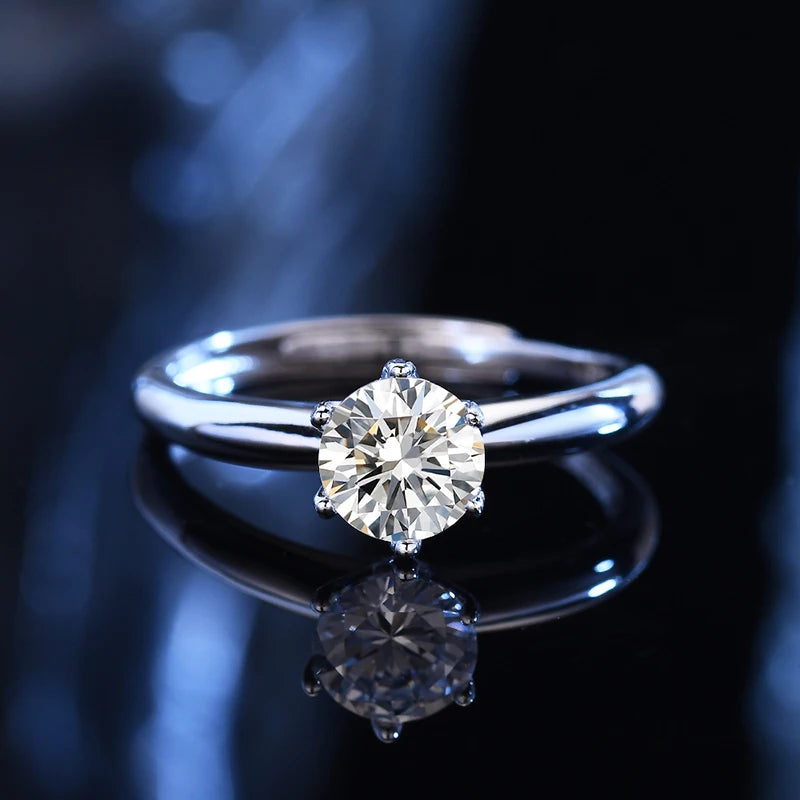 Royal Moissanite Rose Ring – Eternal Bloom in Silver