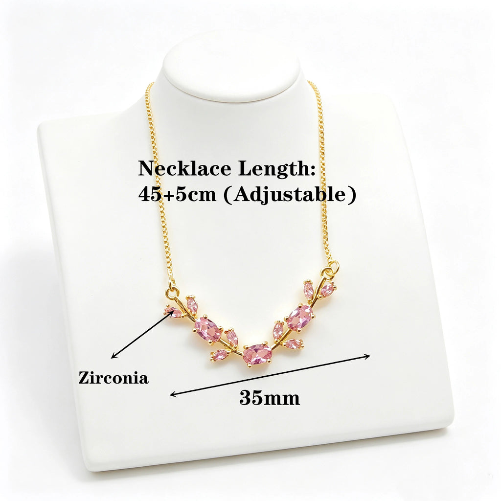 Crystal Leaf Vine Jewelry Set – Necklace & Bracelet