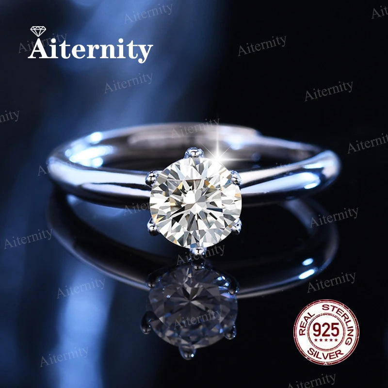 Moissanite & Zircon Ring – D VVS1 Adjustable S925 Silver Women’s Wedding Ring