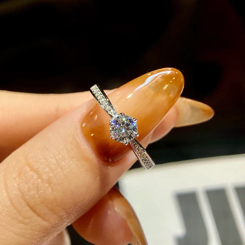 GRA Luxury Moissanite Diamond Ring – 0.5 to 1CT 925 Sterling Silver