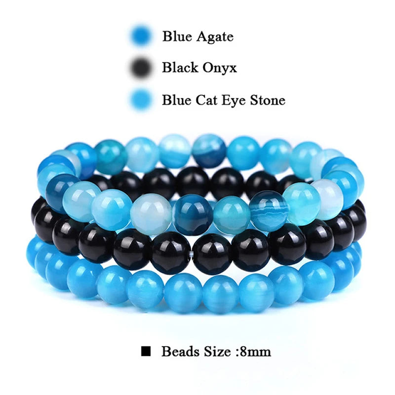 Natural Stone Bracelet Set – 8mm Healing Crystals, 3 Pieces