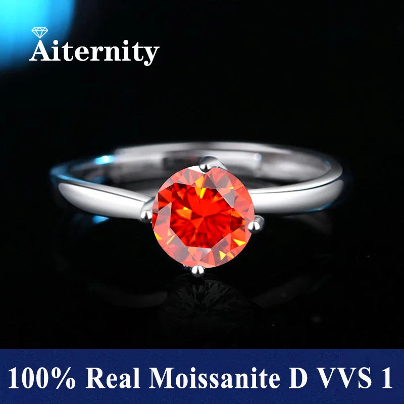 18K Gold Plated Moissanite Ring – D VVS1 Adjustable S925 Silver