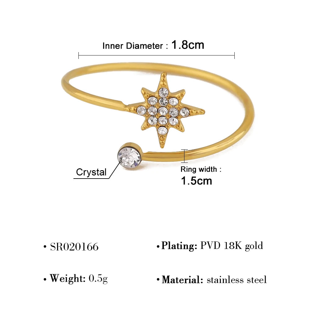 Crystal Star Jewelry Set – 18K Gold Stainless Steel, Necklace & Bracelet