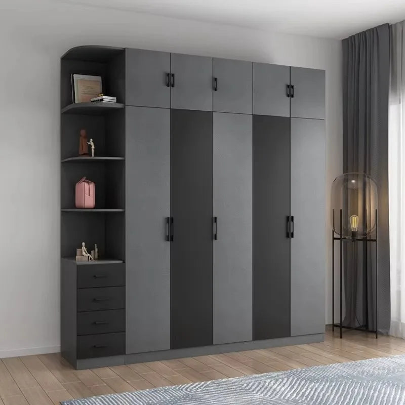 Luxury Wood Bedroom Set – Bed Frame with Wardrobe & Storage | Modern European Style