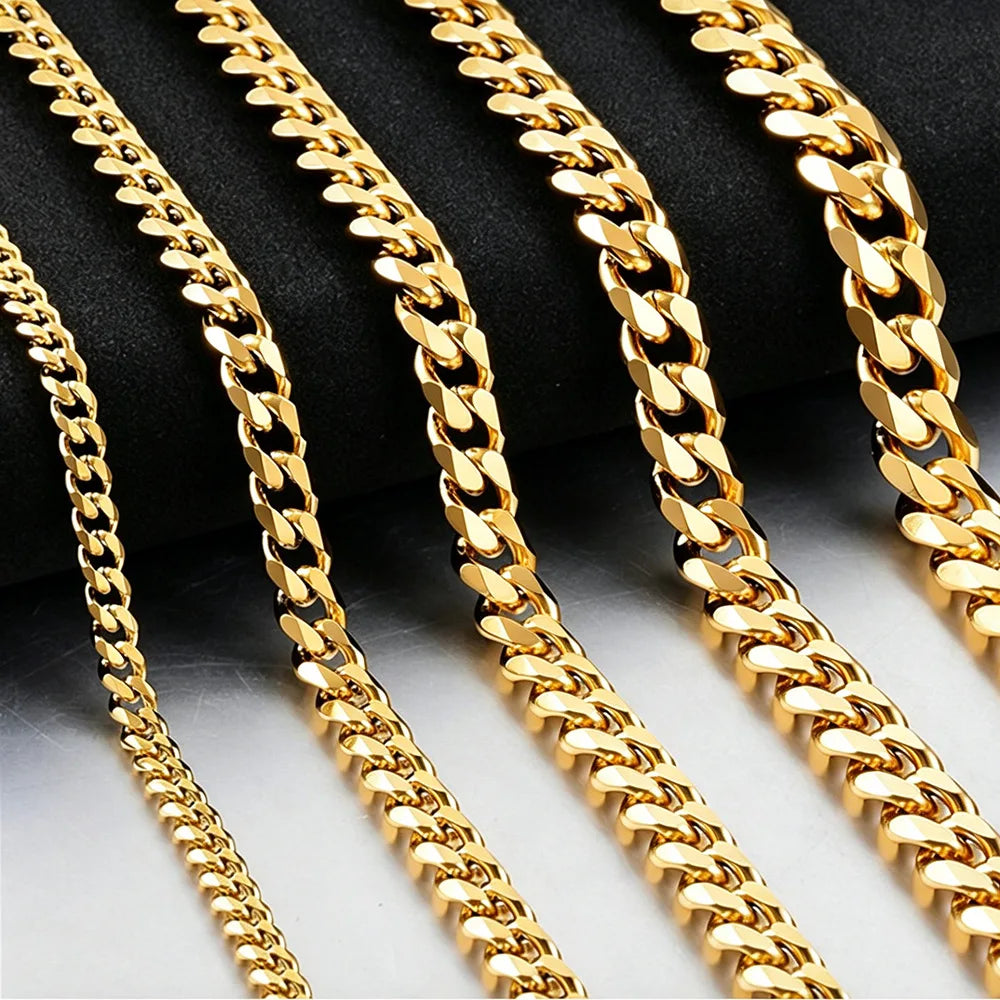 Men’s Cuban Chain Necklace – 3mm Stainless Steel Fashion Jewelry
