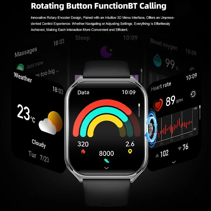 Ultra Thin Smart Watch – 1.96" AMOLED, BT Calling & Health Tracking