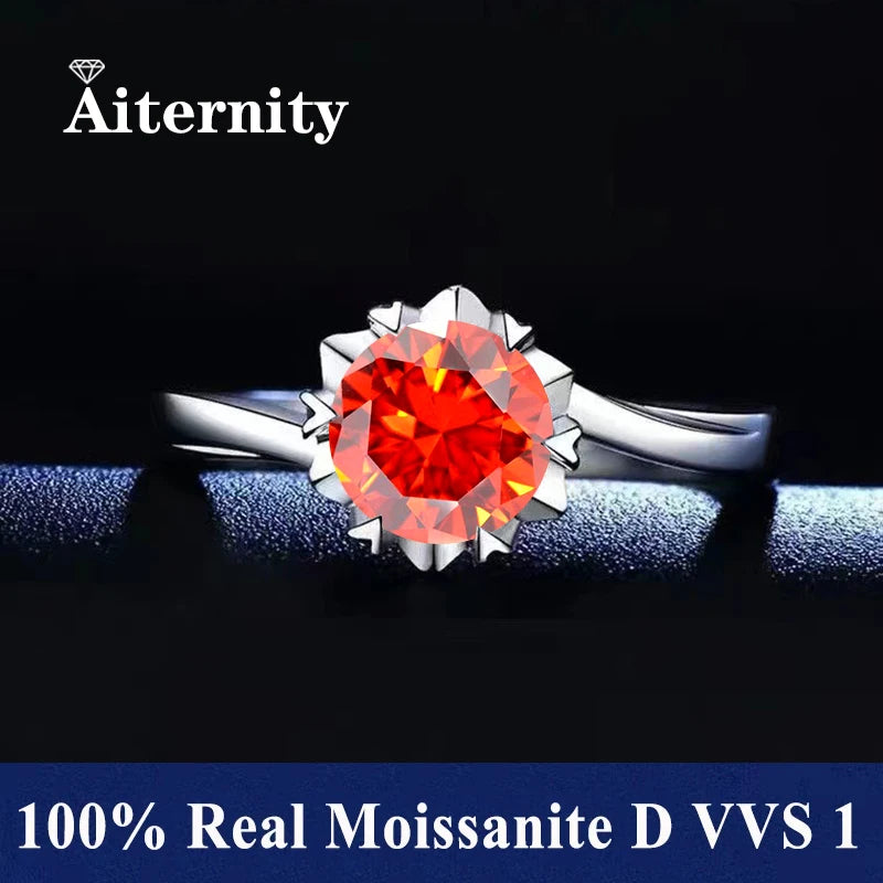 18K Gold Plated Moissanite Ring – D VVS1 Adjustable S925 Silver