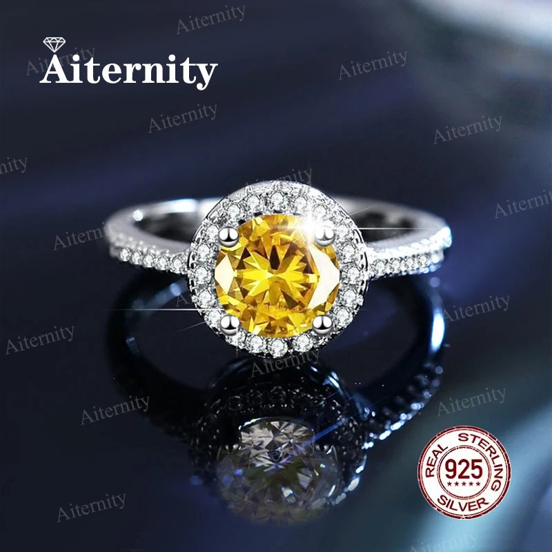Moissanite & Zircon Ring – D VVS1 Adjustable S925 Silver Women’s Wedding Ring