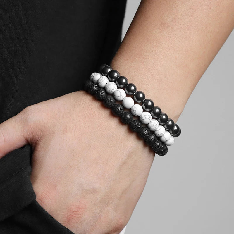 Natural Stone Bracelet Set – 8mm Healing Crystals, 3 Pieces