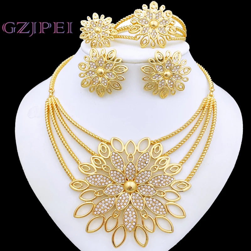 Dubai Luxury Jewelry Set – 18K Gold, 4 Pieces