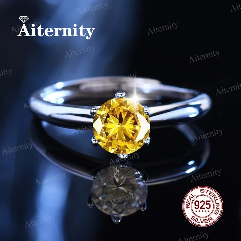 Moissanite & Zircon Ring – D VVS1 Adjustable S925 Silver Women’s Wedding Ring