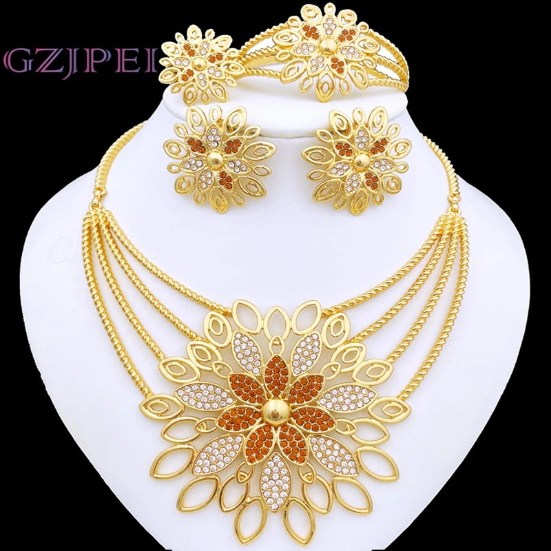 Dubai Luxury Jewelry Set – 18K Gold, 4 Pieces