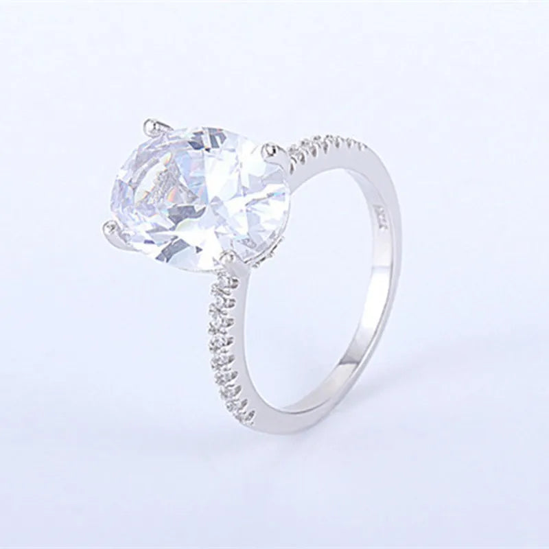 Oval Solitaire Engagement Ring – 925 Sterling Silver | 5CT Cubic Zirconia