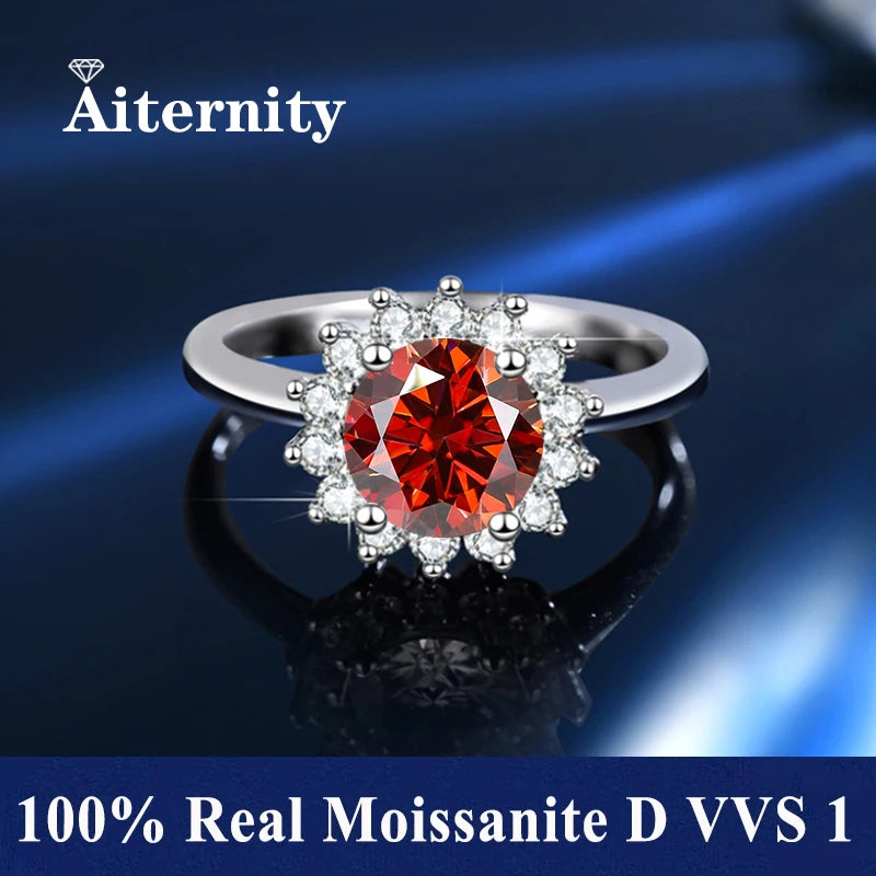 18K Gold Plated Moissanite Ring – D VVS1 Adjustable S925 Silver