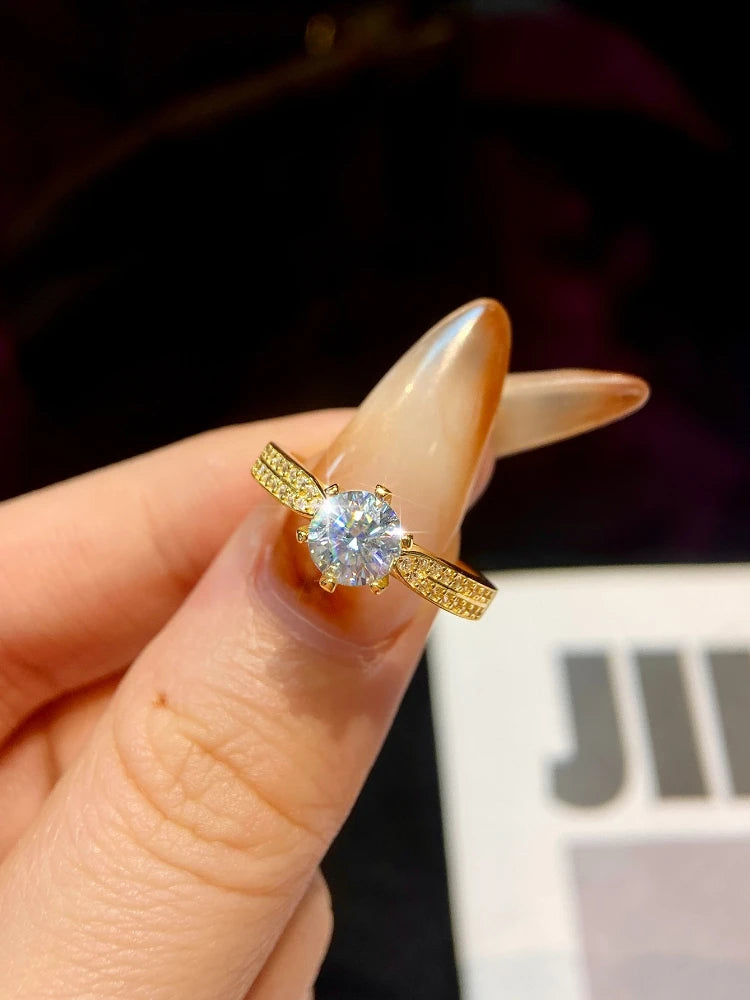 1CT Moissanite Solitaire Ring – 925 Sterling Silver | D Color VVS1 | Gold & Silver
